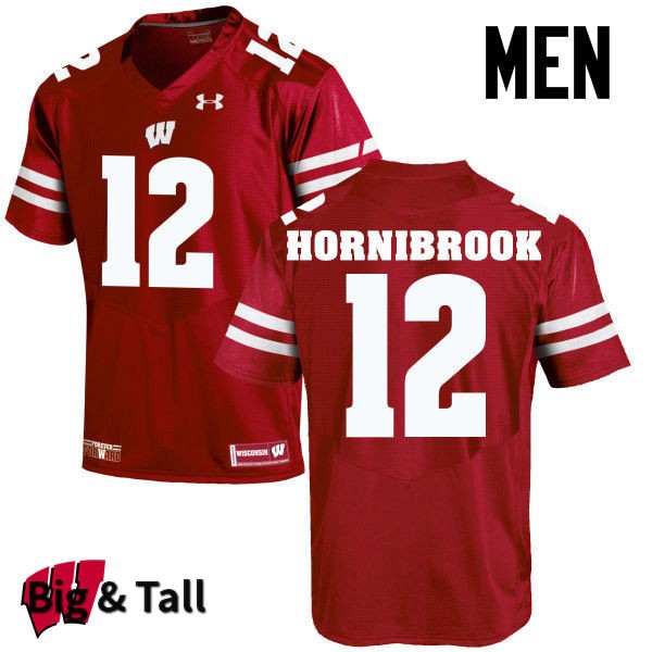 Wisconsin Badgers Men's #12 Alex Hornibrook NCAA Under Armour Authentic Red Big & Tall College Stitched Football Jersey DT40H33FQ